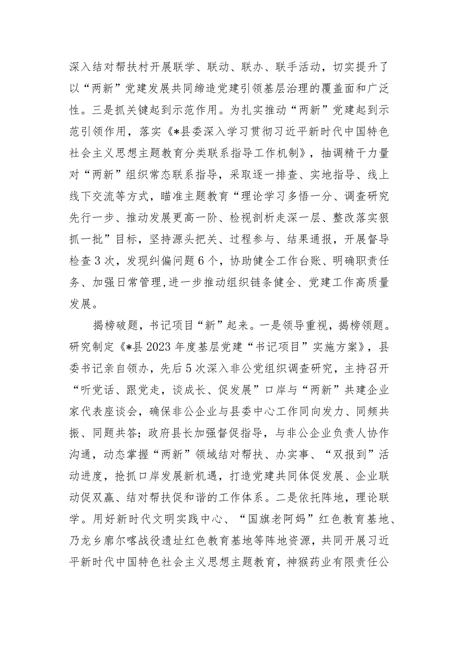 县“两新”结对凝心聚力 “书记项目”共促发展典型材料.docx_第2页