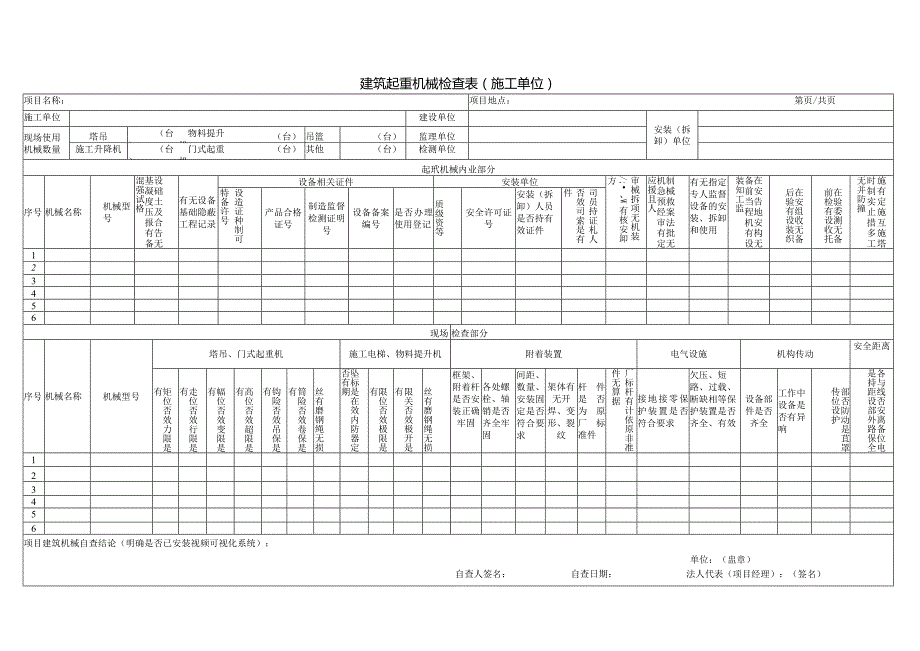 建筑大型机械设备抽查表.docx_第1页