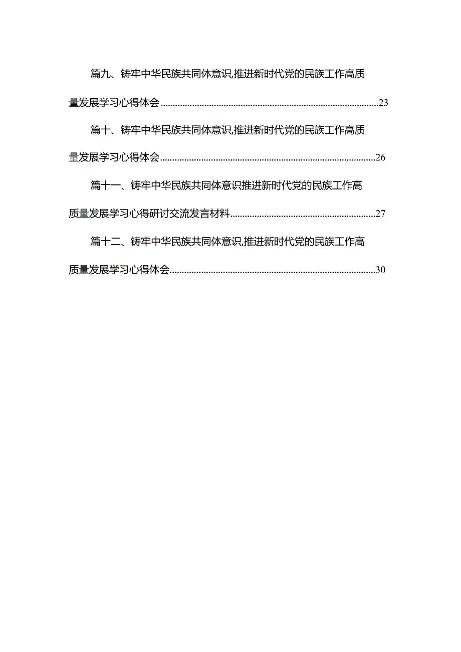 铸牢中华民族共同体意识,推进新时代党的民族工作高质量发展学习心得体会范文精选(12篇).docx_第2页