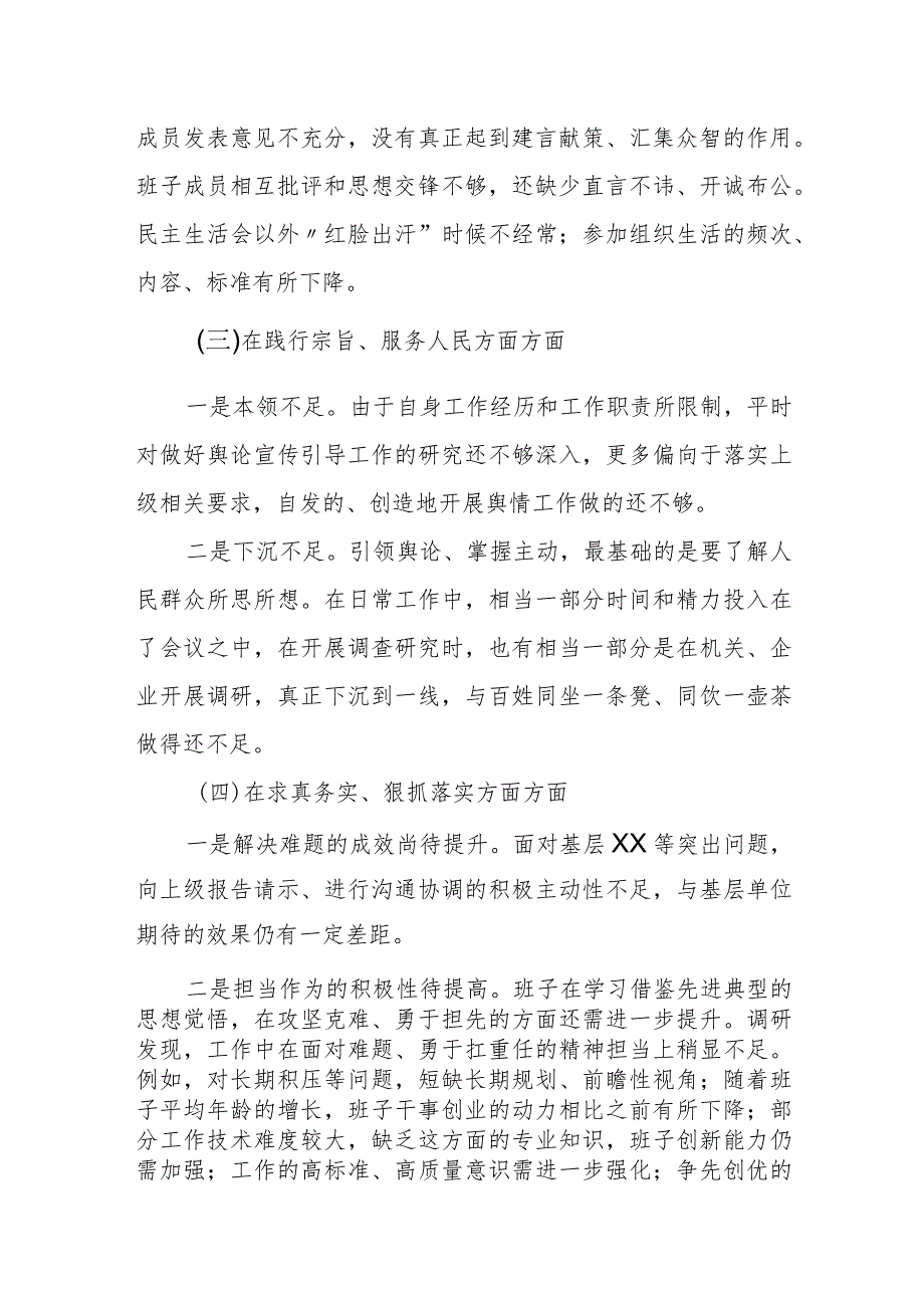 某县政府党组班子2023年度民主生活会对照检查材料.docx_第3页