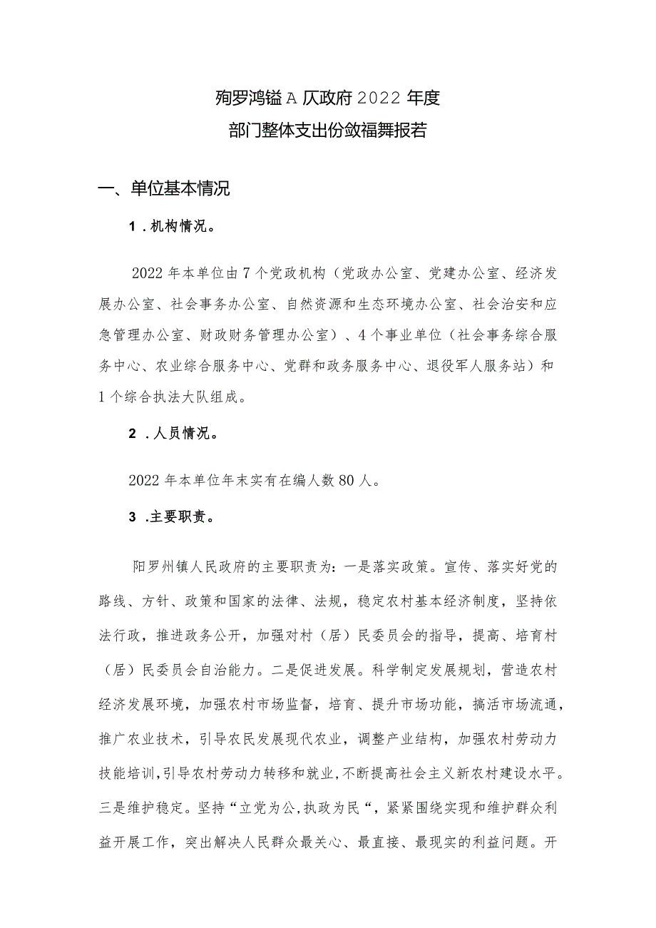 阳罗洲镇人民政府2022年度部门整体支出绩效自评报告.docx_第1页