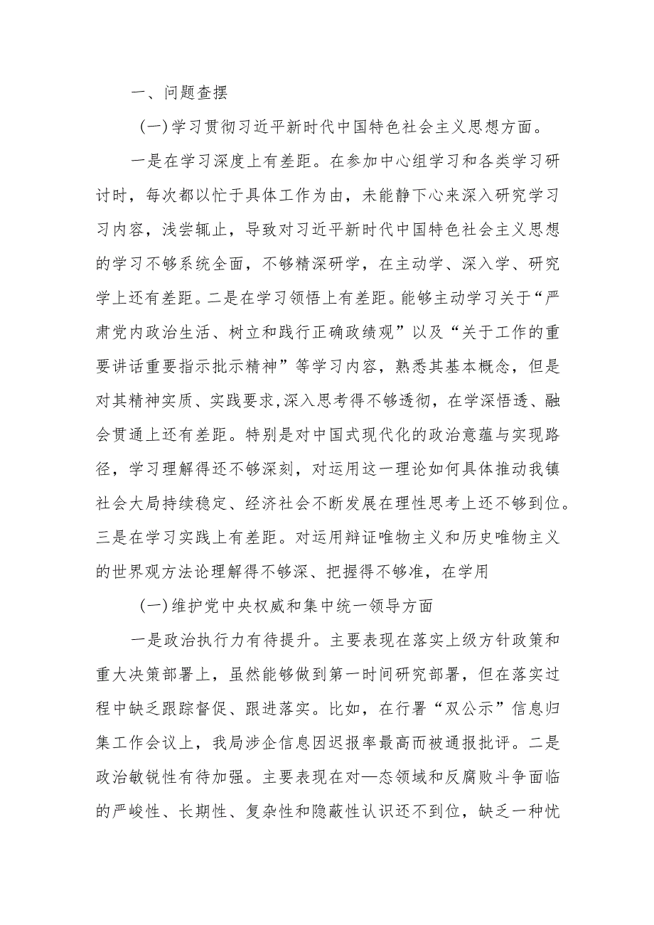 党政班子成员2024年学习“新八个方面”专题民主生活会对照检查材料(含反面典型案例剖析).docx_第3页