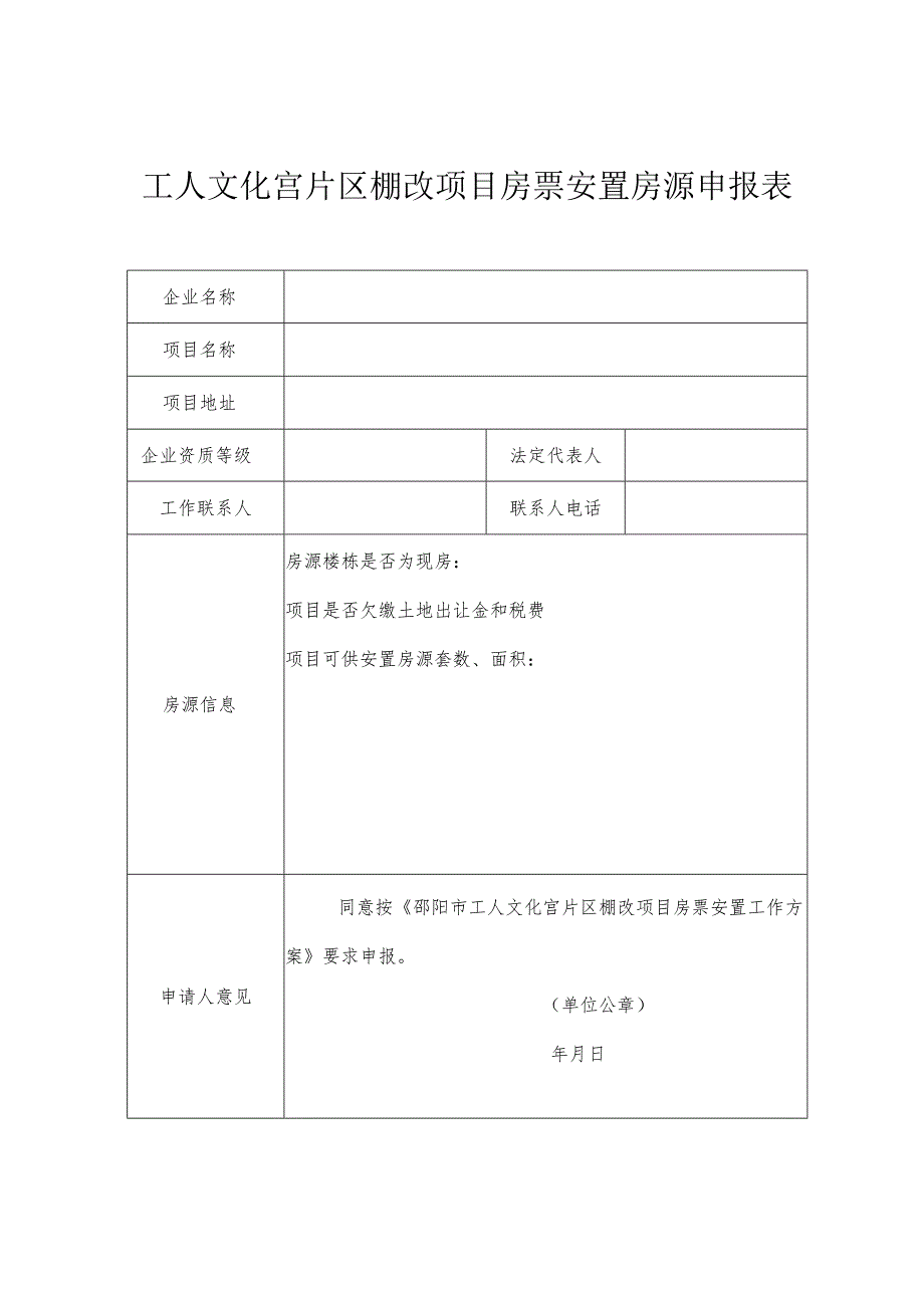 工人文化宫片区棚改项目房票安置房源申报表.docx_第1页