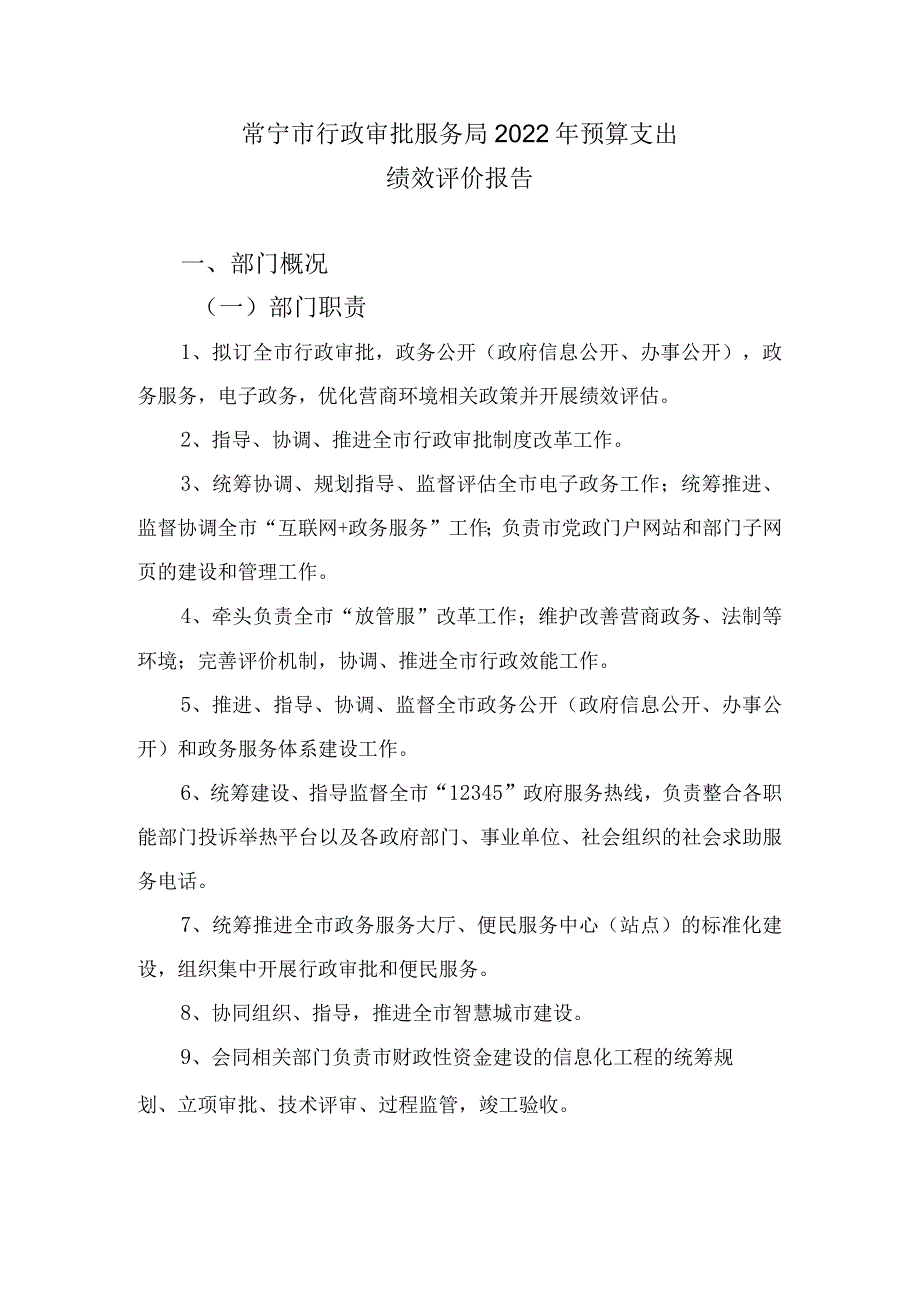 常宁市行政审批服务局2022年预算支出绩效评价报告.docx_第1页