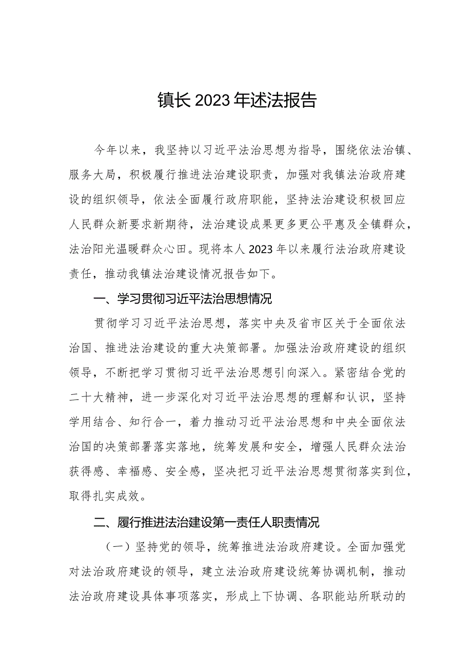 镇长2023年述法报告八篇.docx_第1页