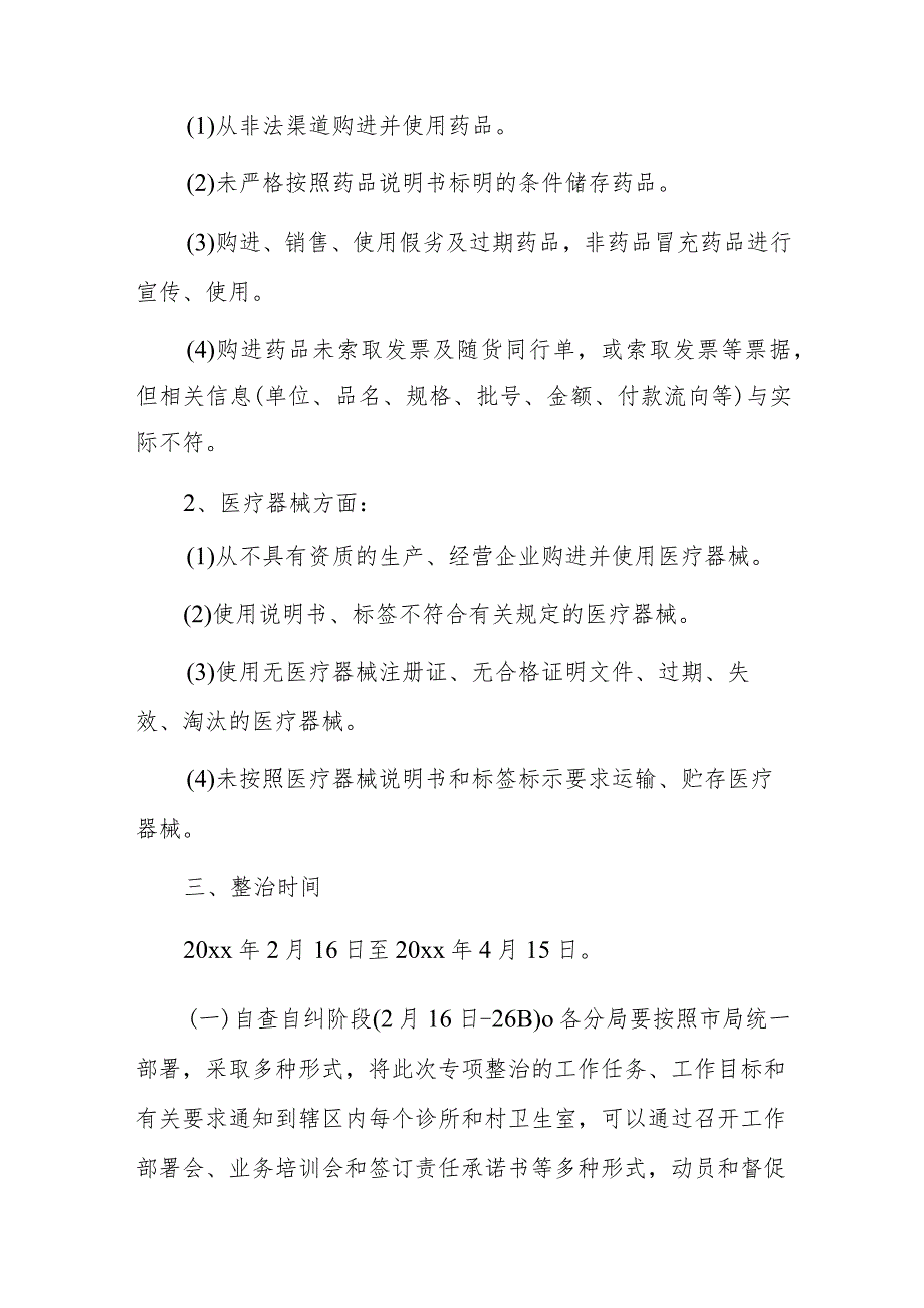 xx市诊所、村卫生室药品、医疗器械质量安全专项整治工作方案.docx_第2页