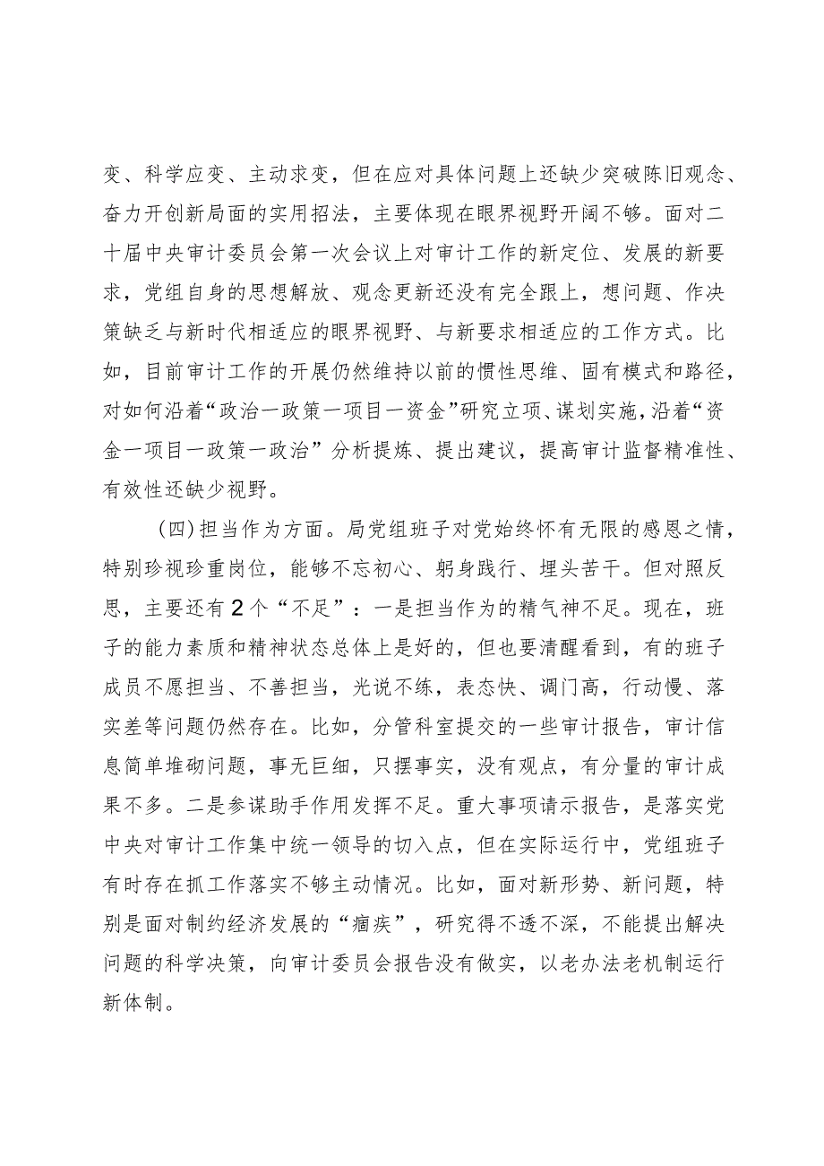 （班子）2023主题教育专题民主生活会班子对照检查（审计4100字）.docx_第3页