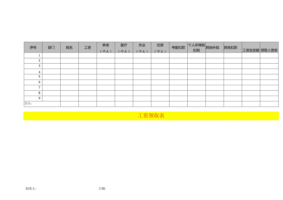 工资领取签收表模板.docx_第1页