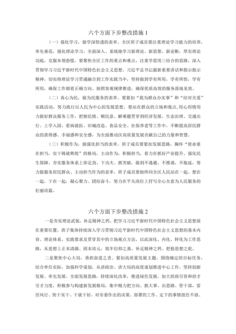 六个方面下步整改措施集锦 三.docx_第1页