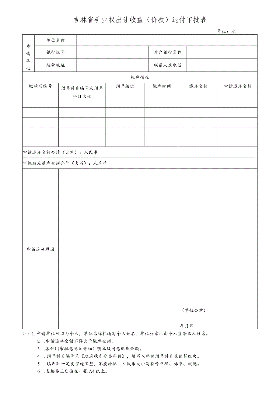 吉林省非税收入退付审批表.docx_第1页