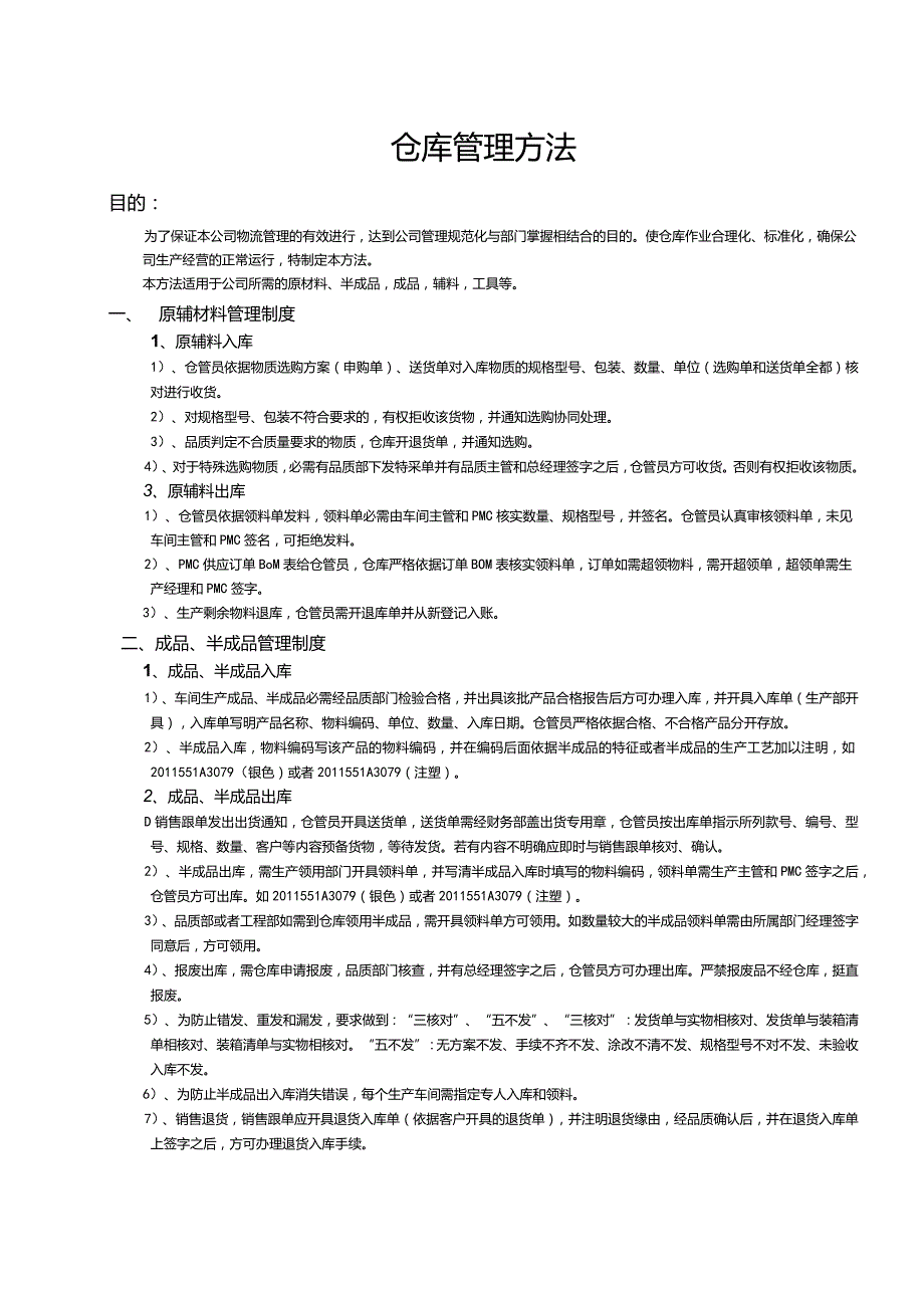 原辅材料管理制度成品与半成品管理制度盘点管理制度.docx_第1页