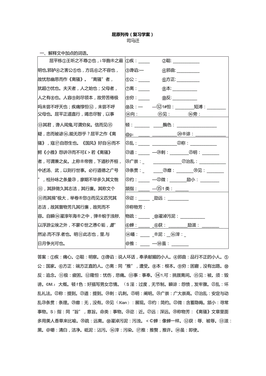 屈原列传（复习学案）.docx_第1页