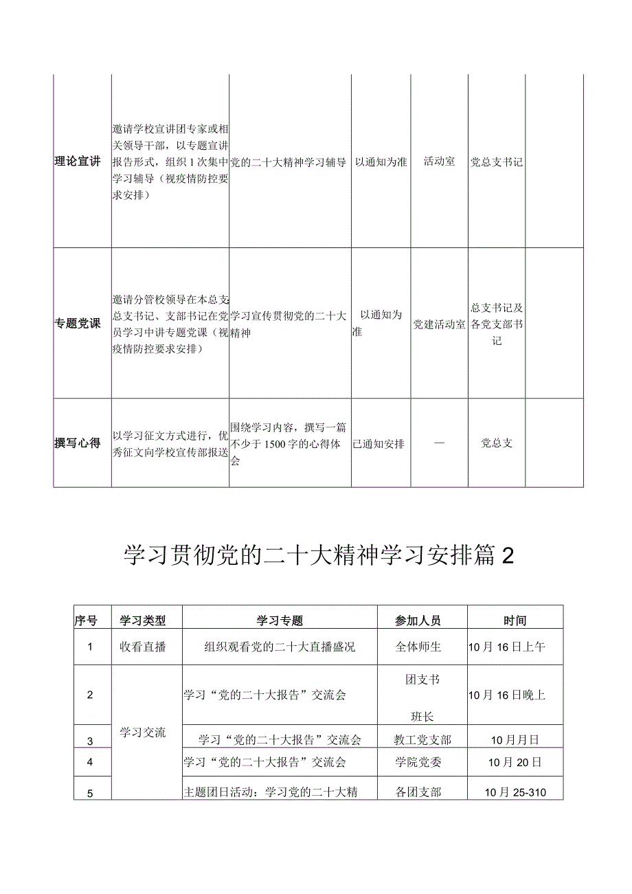 学习贯彻党的二十大精神学习安排3篇.docx_第2页