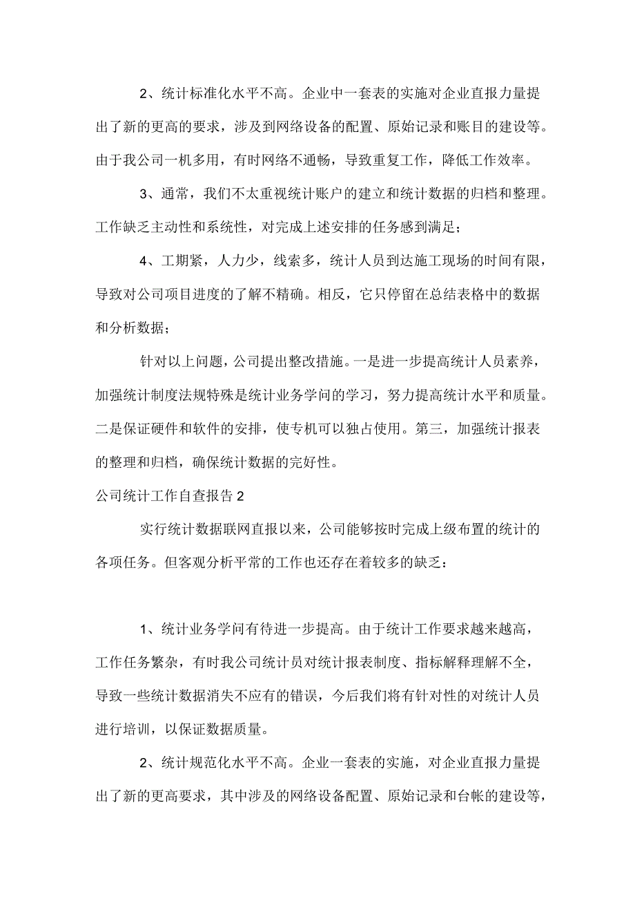 公司统计工作自查报告.docx_第2页