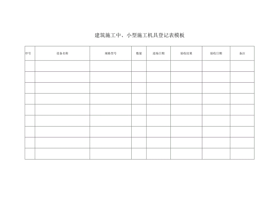 建筑施工中、小型施工机具登记表模板.docx_第1页