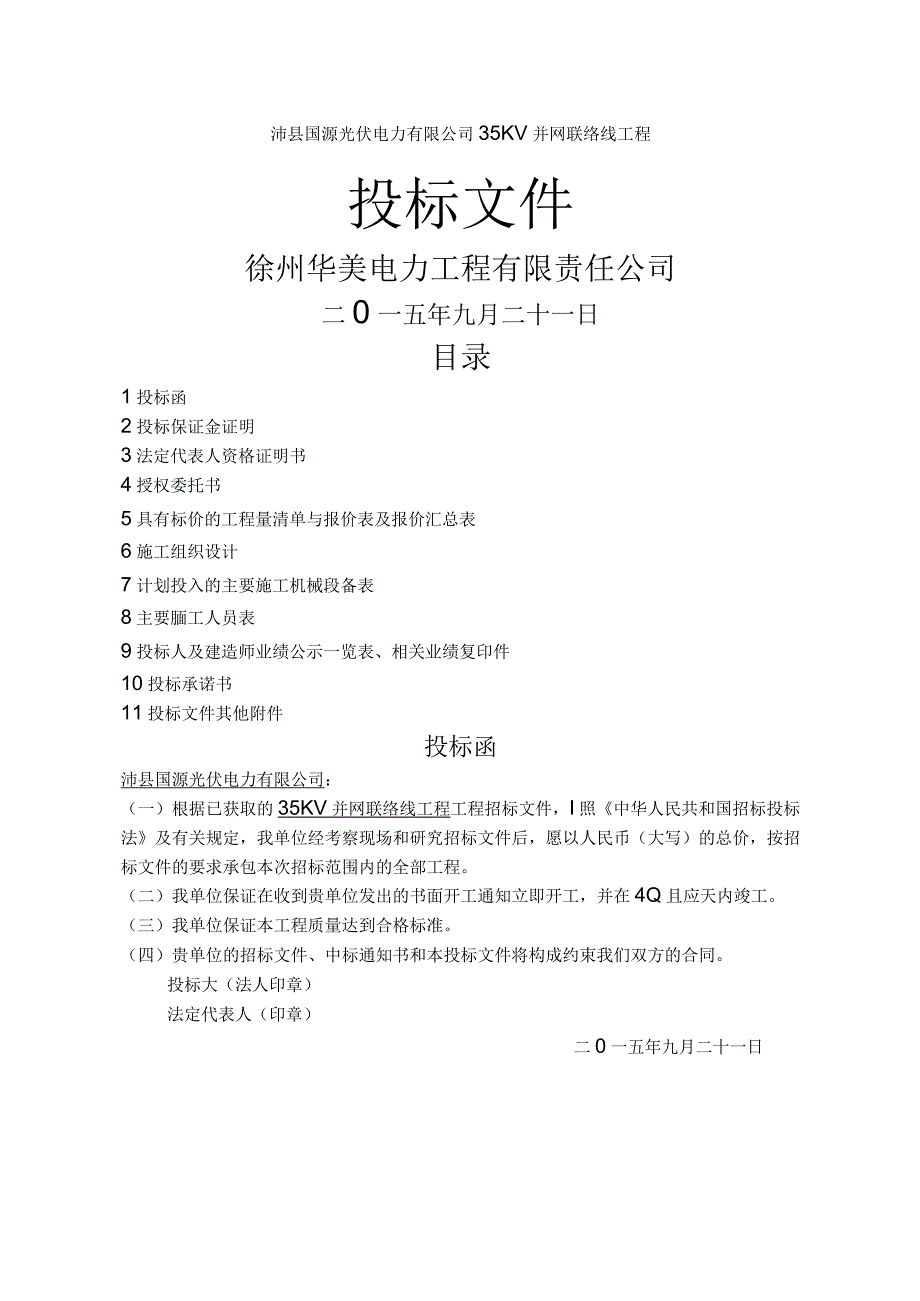 光伏发电项目投标文件.docx_第1页