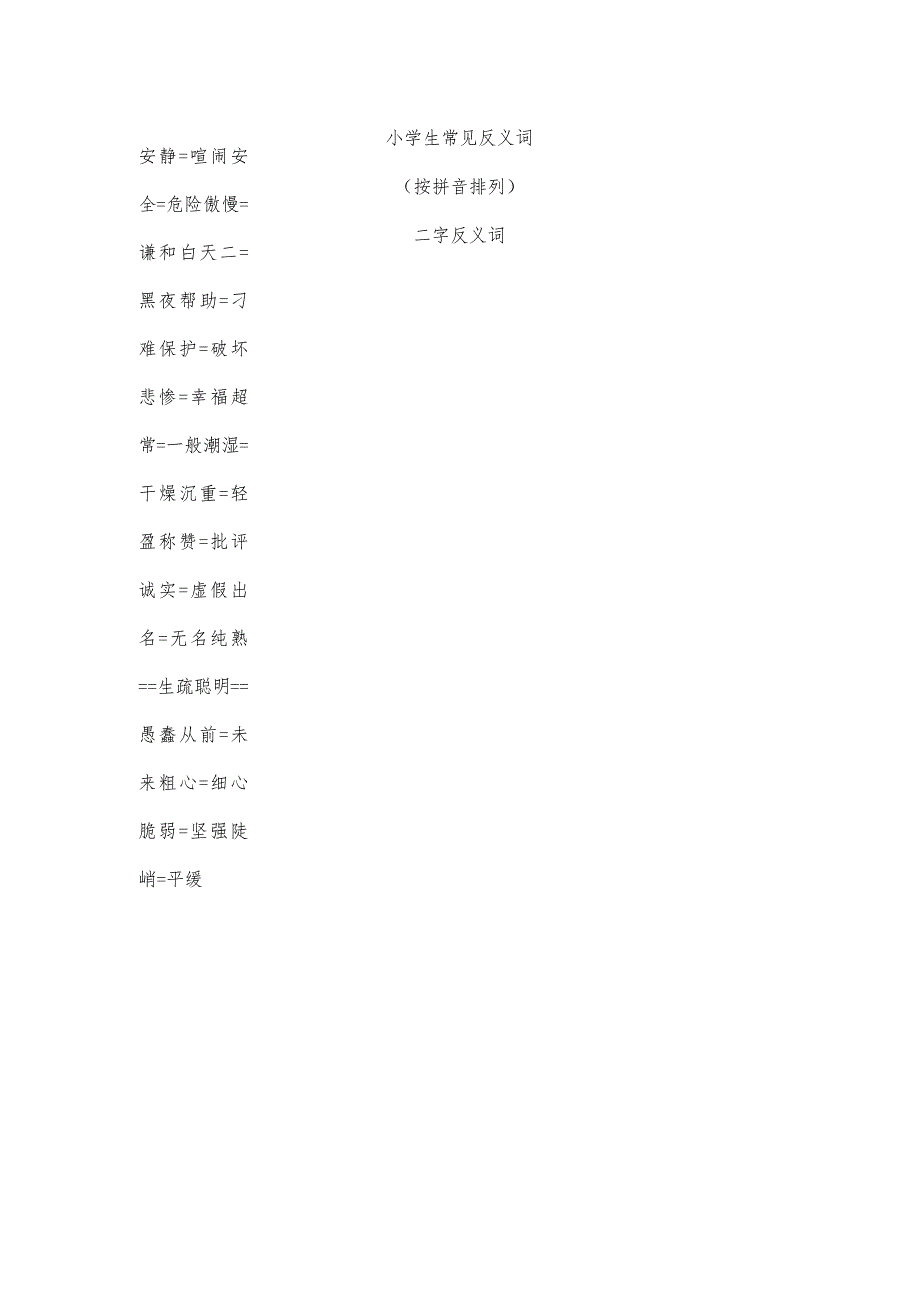 小学生常见反义词.docx_第1页