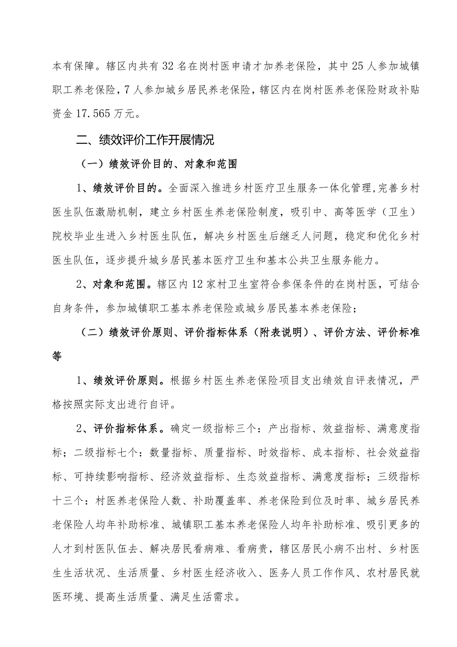 卫生院乡村医生养老保险项目支出绩效评价报告.docx_第2页