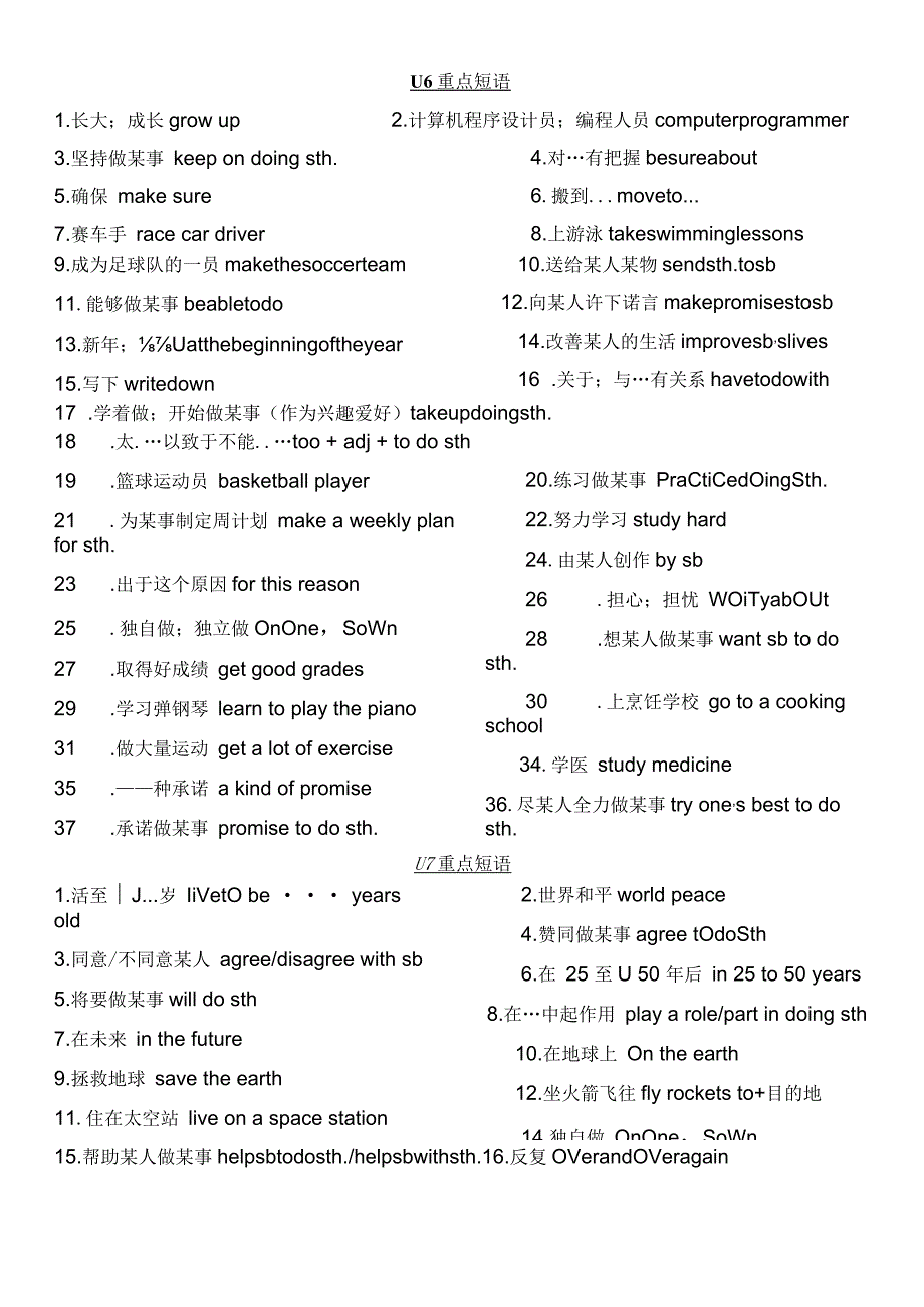 人教版八年级上册期末复习Units6-10重点短语.docx_第1页