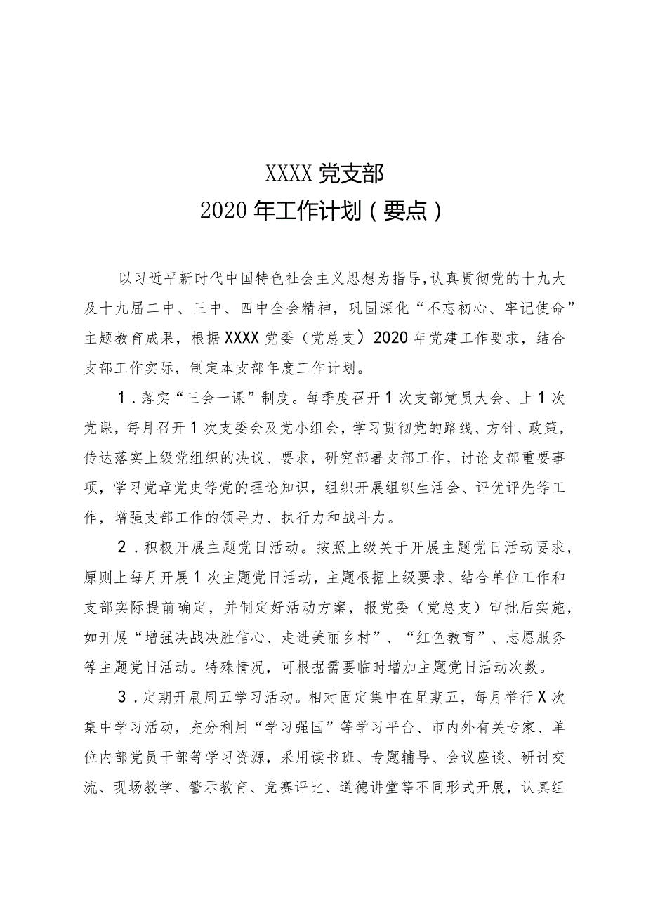 党支部2020年工作计划（要点）.docx_第1页