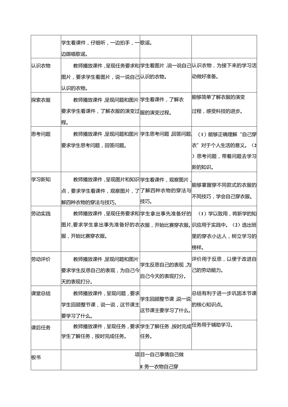 2023浙教版小学劳动一年级上册教学设计（含目录）.docx_第3页