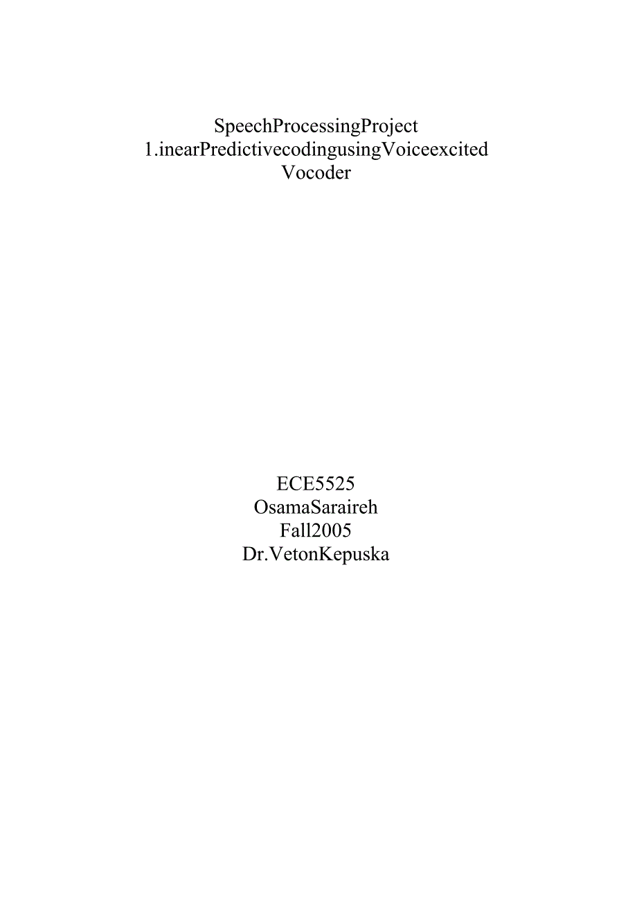 Linear predictive coding (LPC) of speech - Forward线性预测编码（LPC）语音了.docx_第1页