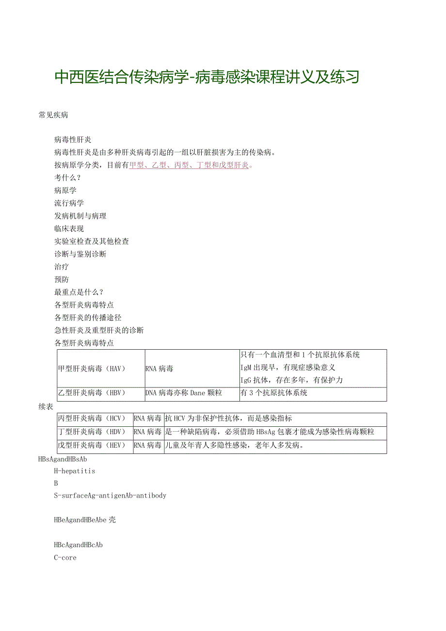 中西医结合传染病学-病毒感染课程讲义及练习.docx_第1页