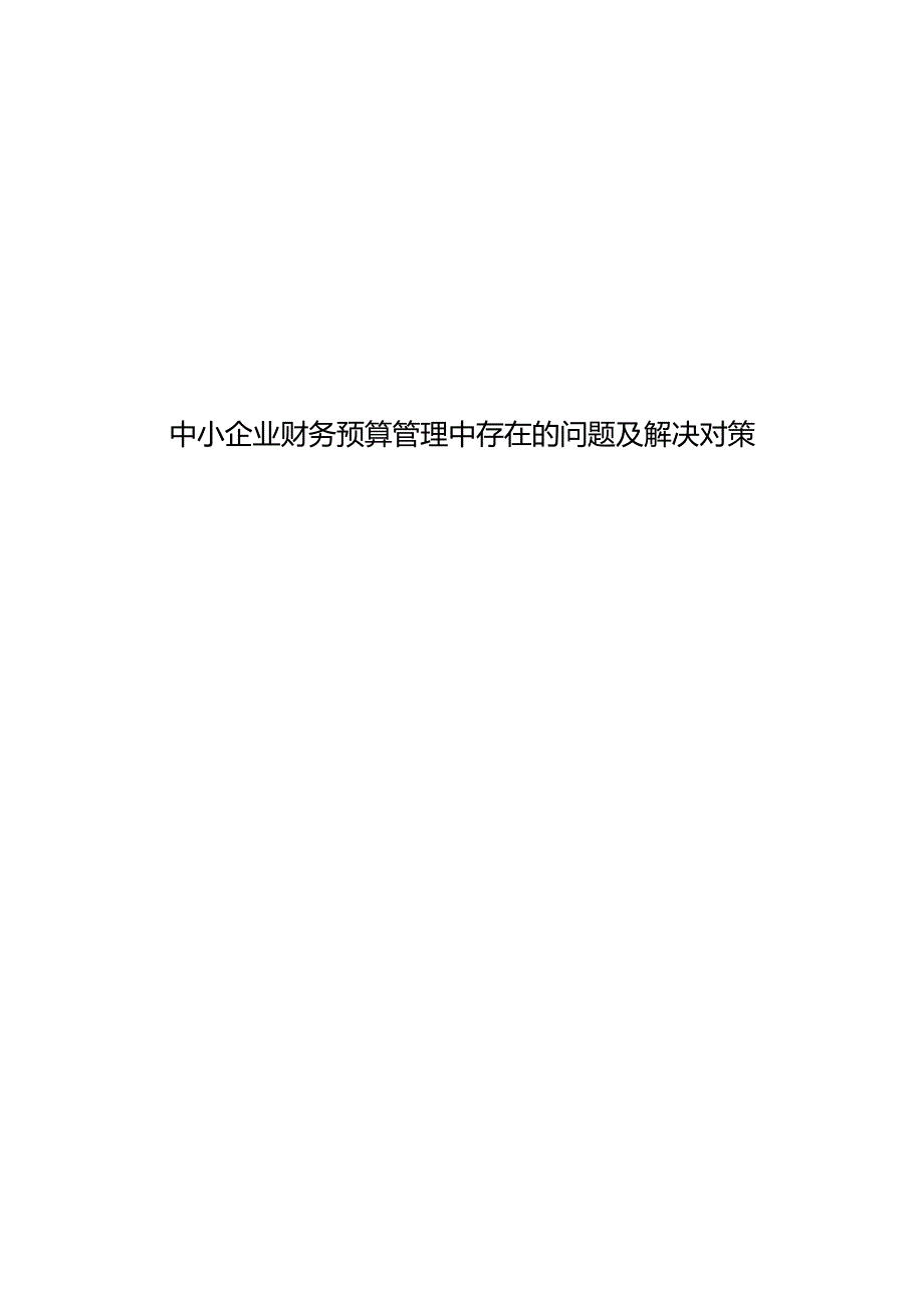 中小企业财务预算管理中存在的问题及解决对策.docx_第1页