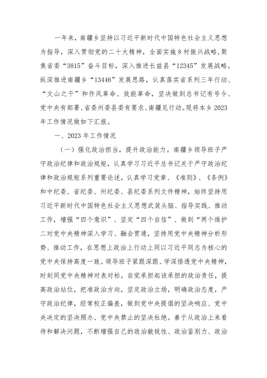 2023年度乡政府工作汇报.docx_第1页