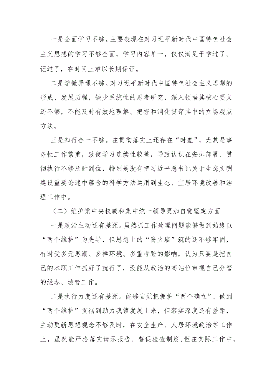 2024年重点围绕“求真务实、狠抓落实践行宗旨服务人民维护党中央权威和集中统一领导”等新的六个方面存在的问题及对照检查材料【5篇文供参考】.docx_第3页