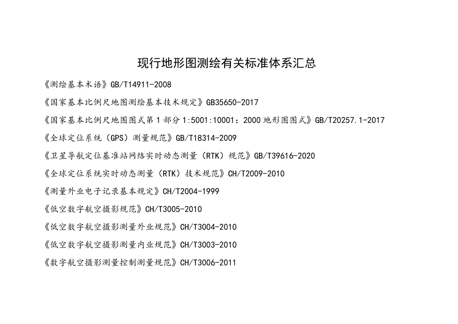 一般数字地形图测绘有关标准规范汇总.docx_第1页