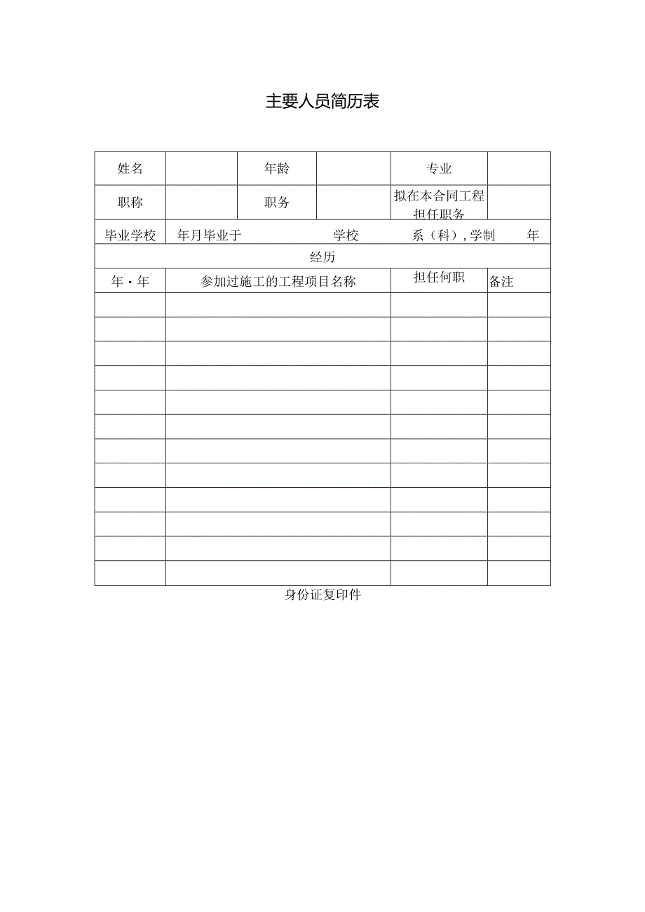 主要人员简历表工程文档范本.docx_第1页