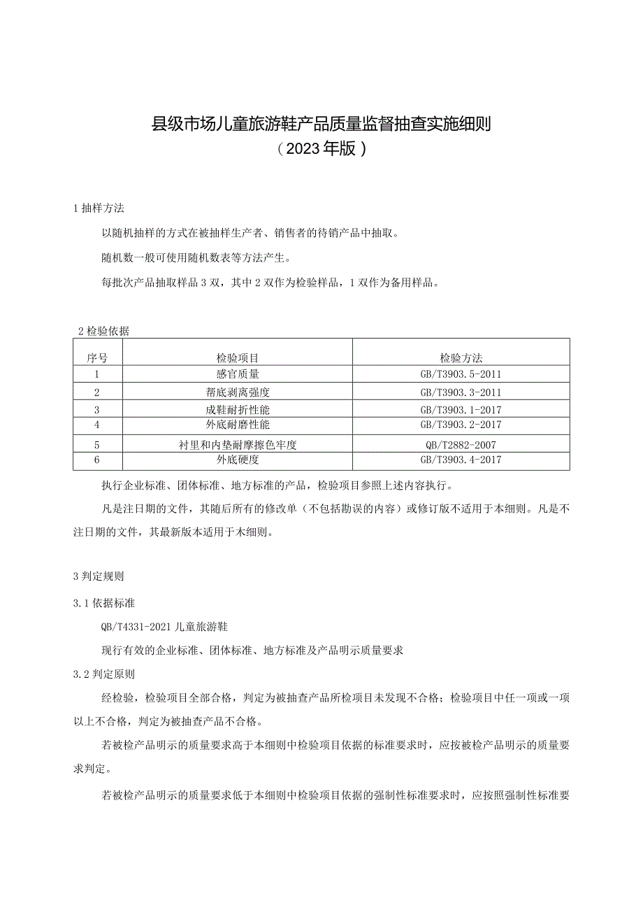 【精品范文】2023版县级市场儿童旅游鞋产品质量监督抽查实施细则.docx_第1页