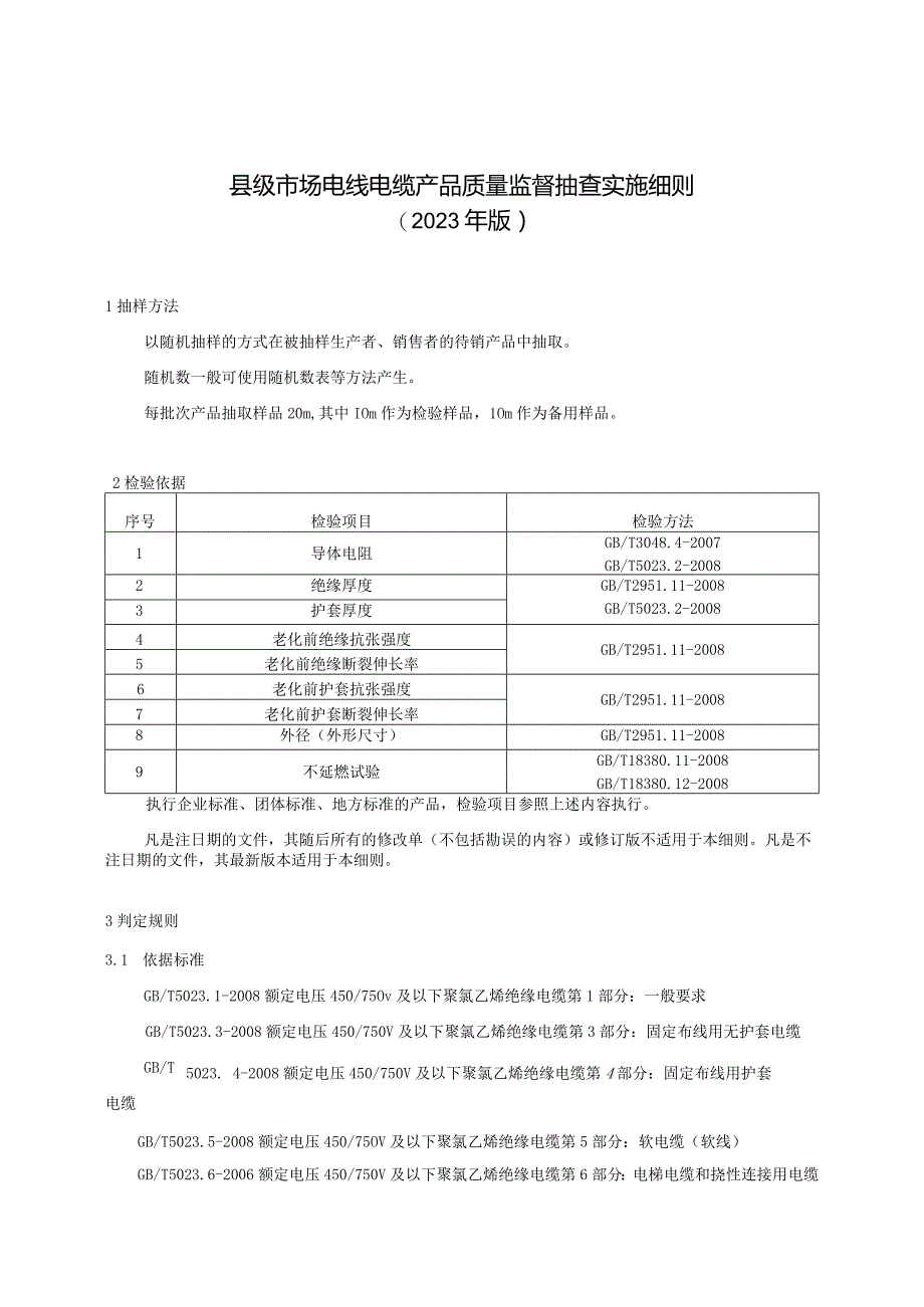 【精品范文】2023版县级市场电线电缆产品质量监督抽查实施细则.docx_第1页