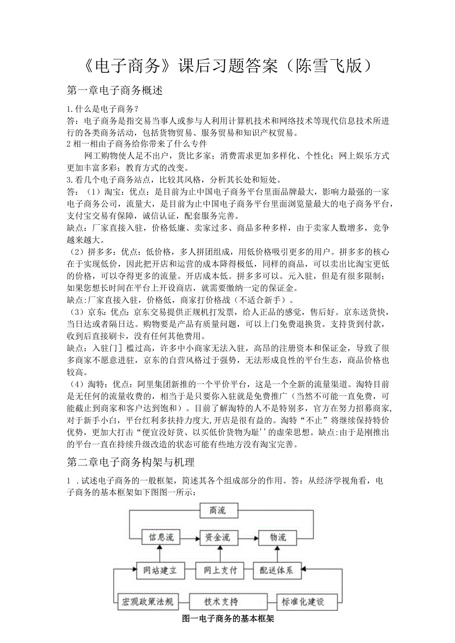 《电子商务》课后习题答案（陈雪飞版）.docx_第1页