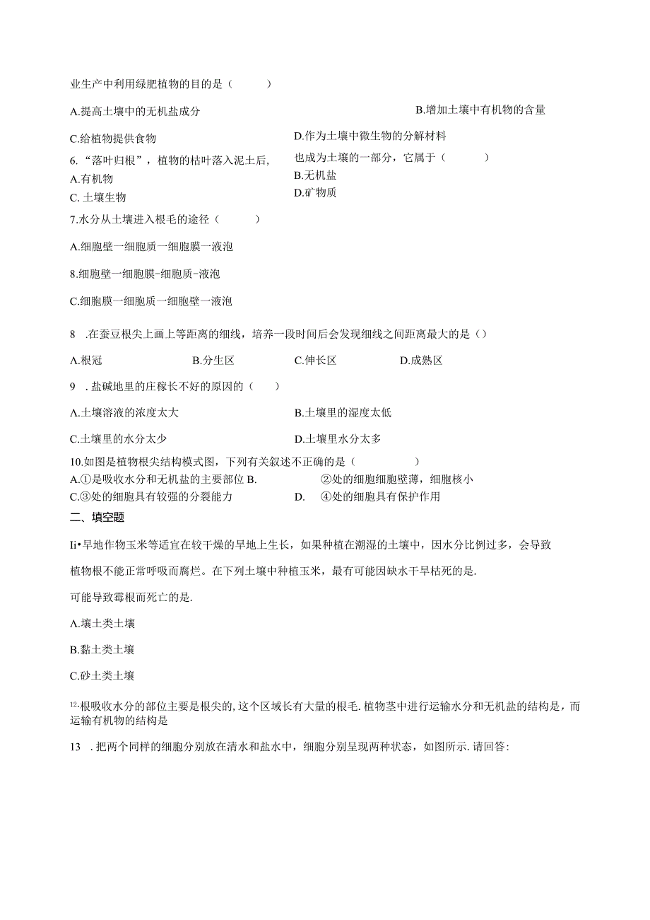 第4章 植物与土壤（4.1-4.3）综合训练（含解析）.docx_第3页