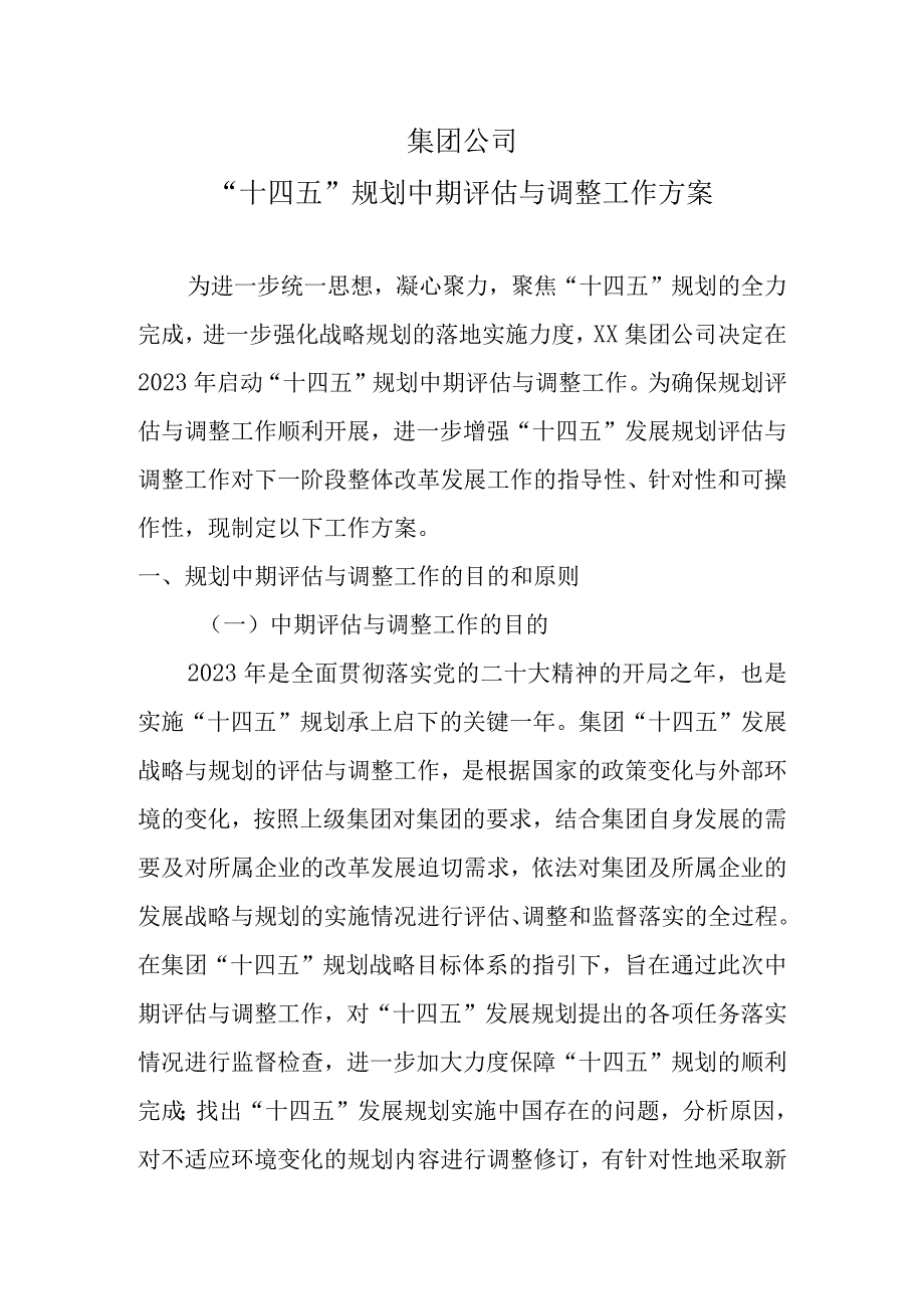 集团公司“十四五”发展规划中期评估工作方案.docx_第1页