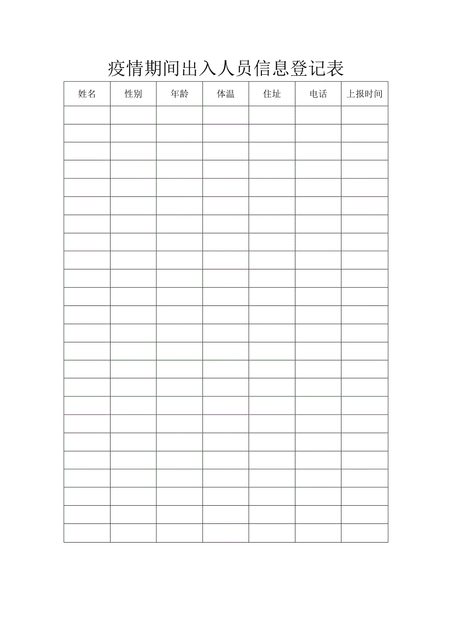 疫情期间出入人员信息登记表.docx_第1页