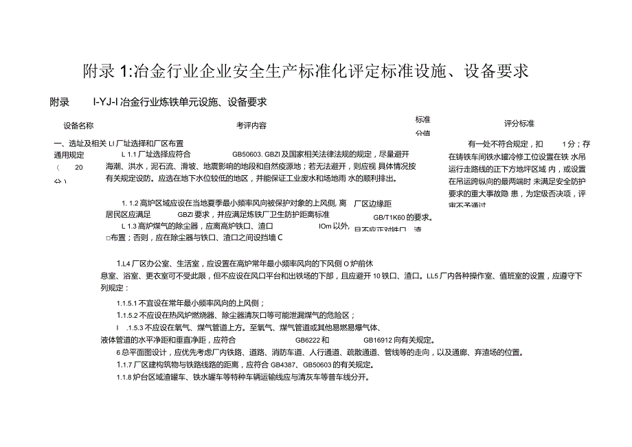 （2023版）冶金行业企业安全生产标准化评定标准设施设备要求8个单元.docx_第1页