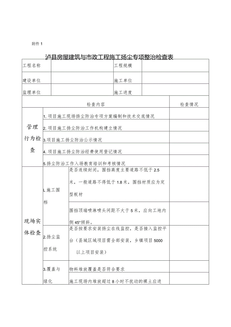 （附件1）泸县房屋建筑与市政工程扬尘防治检查表2023.docx_第1页