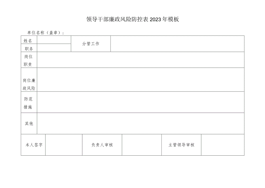 领导干部廉政风险防控表2023年模板.docx_第1页