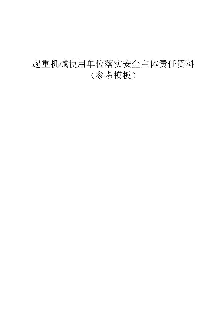 起重机械使用单位安全主体责任资料（参考模板）.docx_第1页