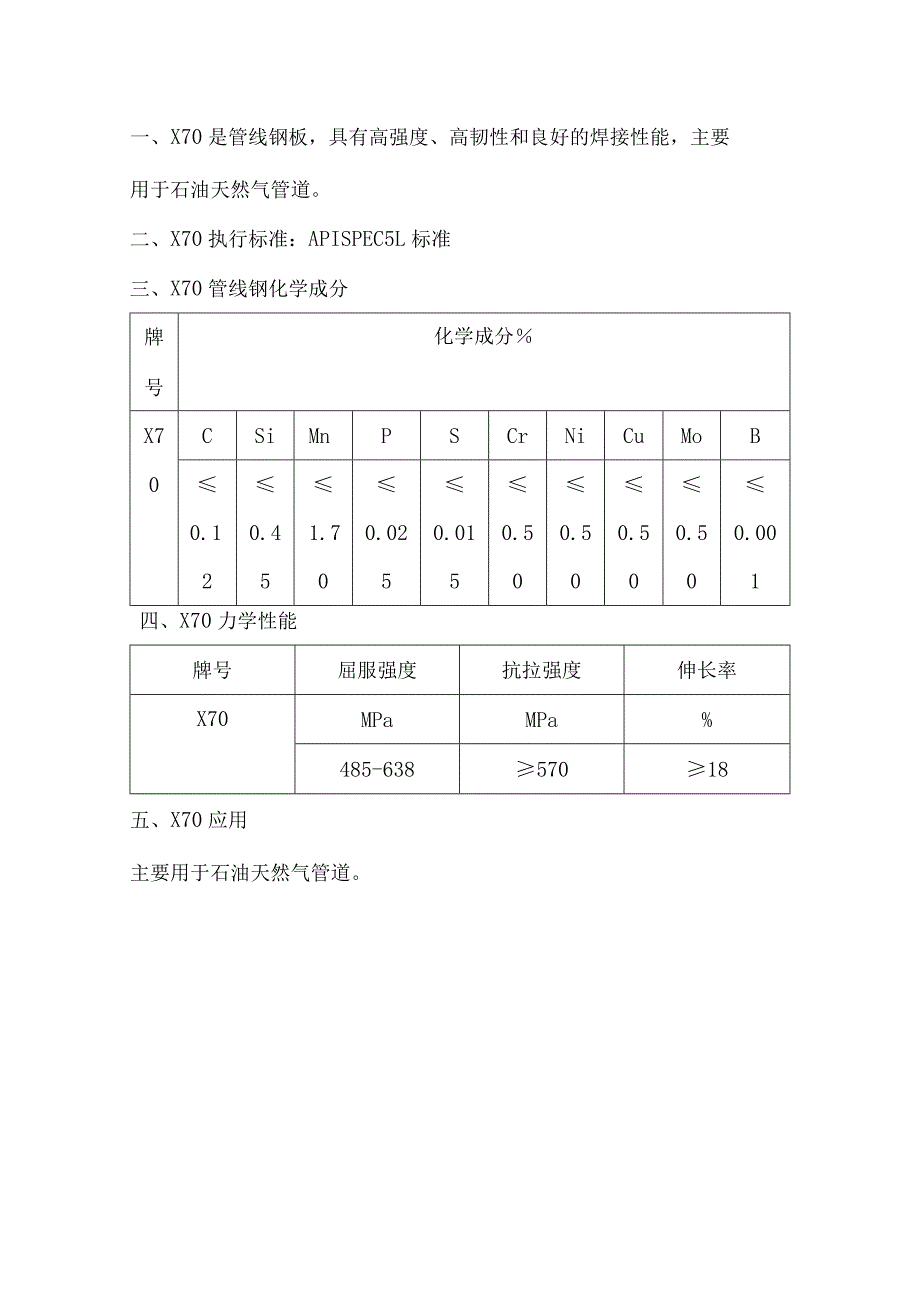 管线钢板X70性能、成分分析.docx_第1页