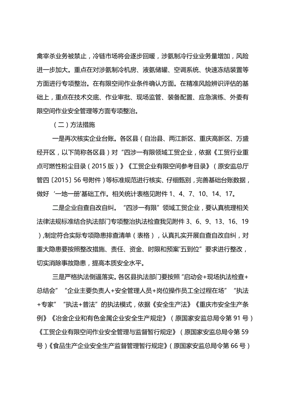 渝安办〔2020〕41号关于推进冶金煤气、高温熔融金属、粉尘防爆、涉氨制冷、有限空间作业条件确认五大专项整治常态化制度化的通知.docx_第3页