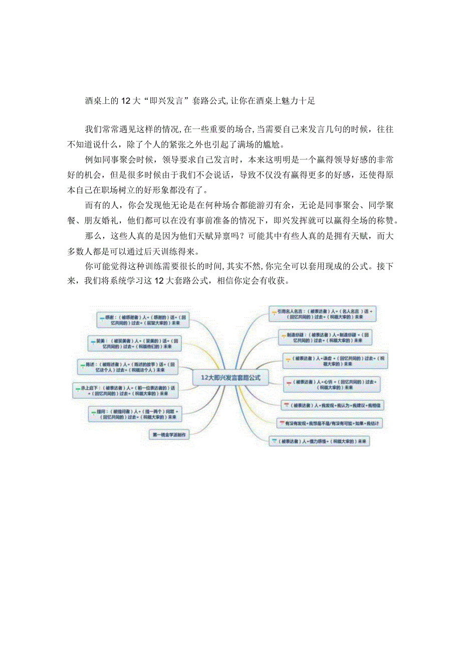 酒桌上的12大“即兴发言”套路公式,让你在酒桌上魅力十足.docx_第1页