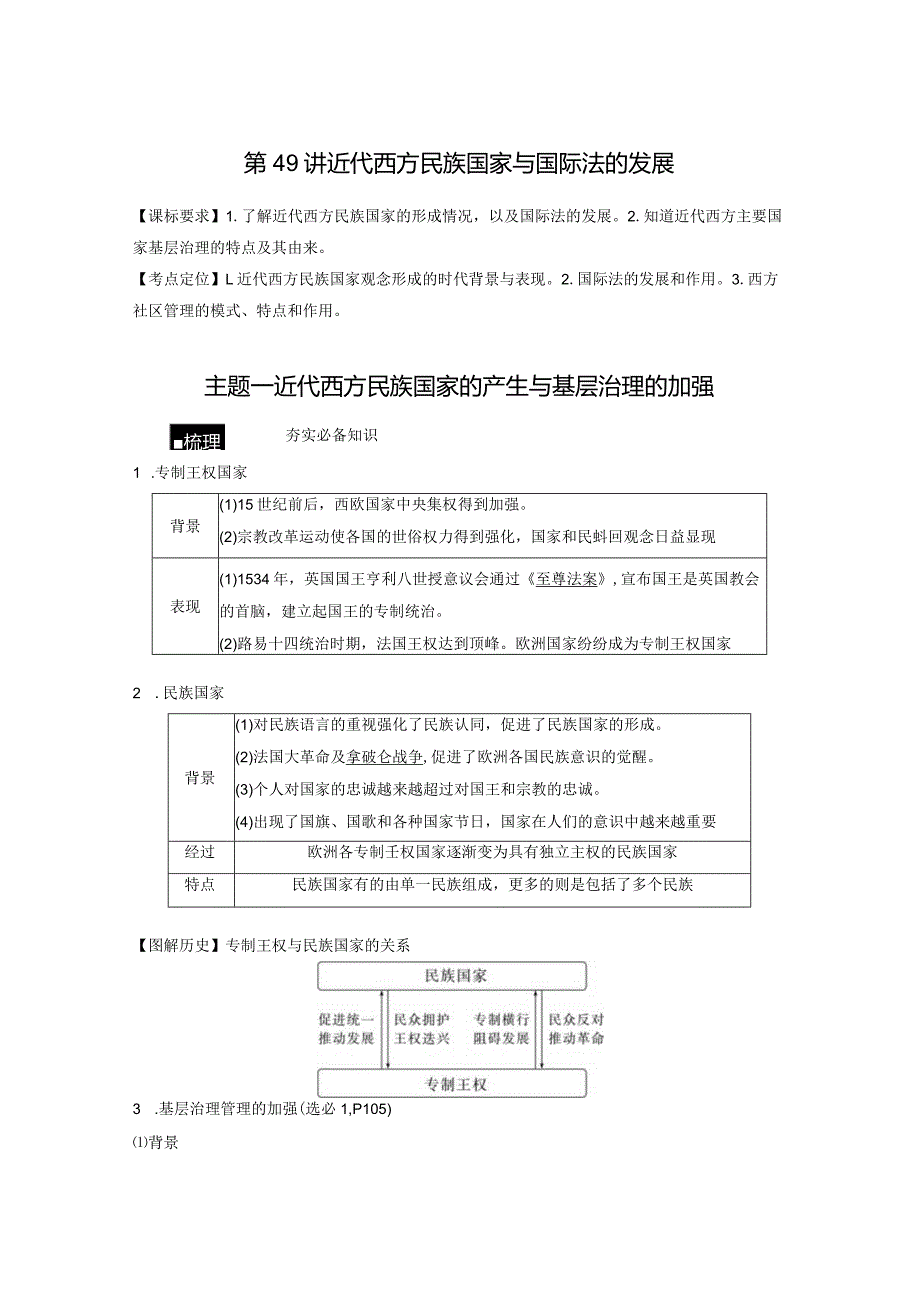 第16单元 近代史部分微专题整合 第49讲 近代西方民族国家与国际法的发展（含答案）.docx_第1页