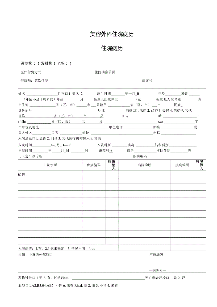 美容外科住院病历1-2-10.docx_第1页