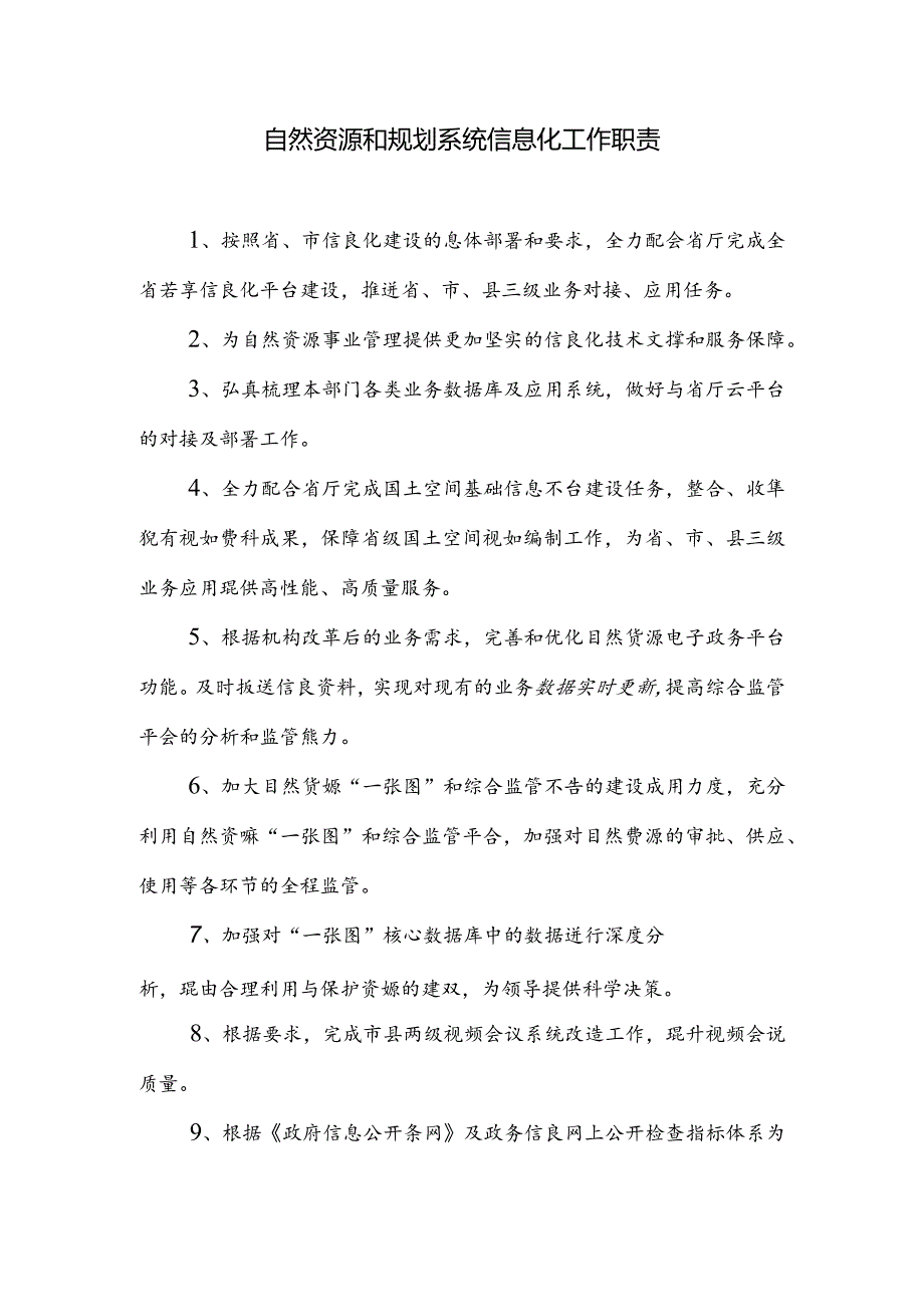 自然资源和规划系统信息化工作职责.docx_第1页