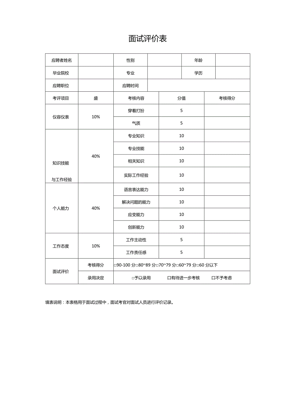 面试评价表.docx_第1页