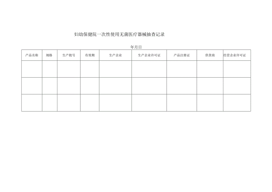 妇幼保健院一次性使用无菌医疗器械抽查记录.docx_第1页